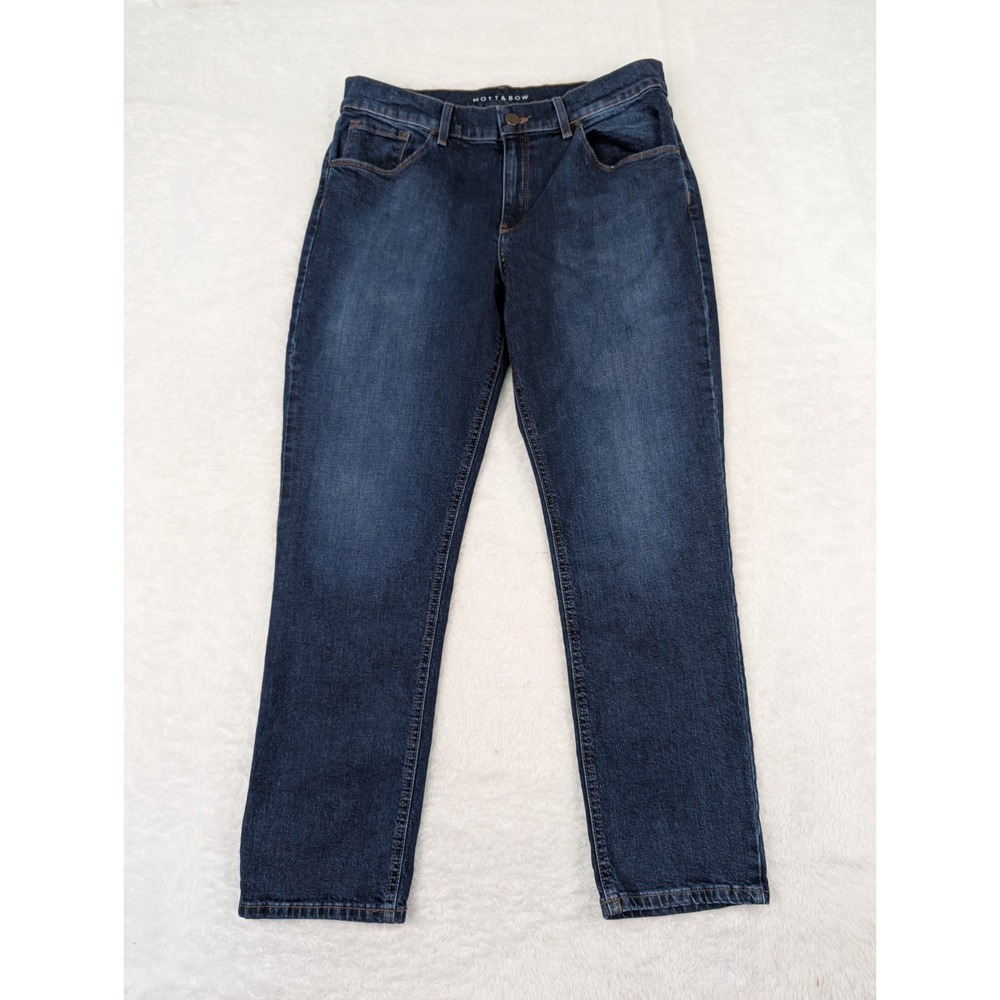Mott and Bow Jeans Women's 31(32)x28 Boyfriend Fit Dark Wash Mid Rise Stretch